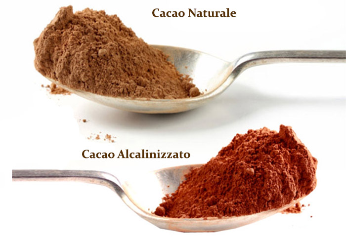 differenza di colore tra cacao naturale e cacao alcalinizzato